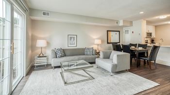 Decorated living room at Windsor Ridge at Westborough, MA, 01581